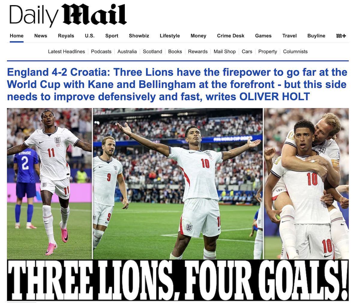Daily Mail despre victoria Angliei