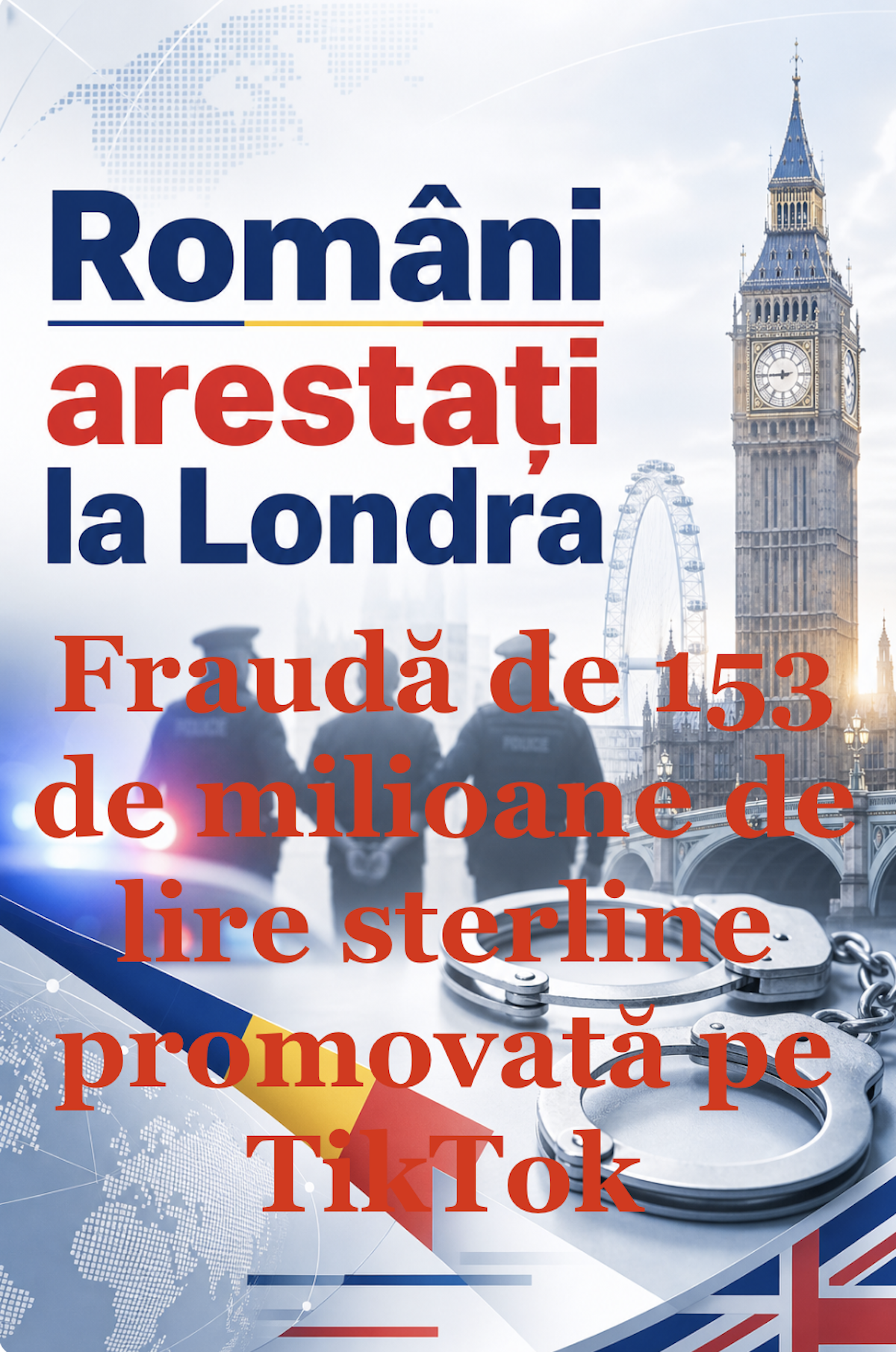 Doi români au fost arestați la Londra. Fraudă de 153 de milioane de lire sterline promovată pe TikTok
