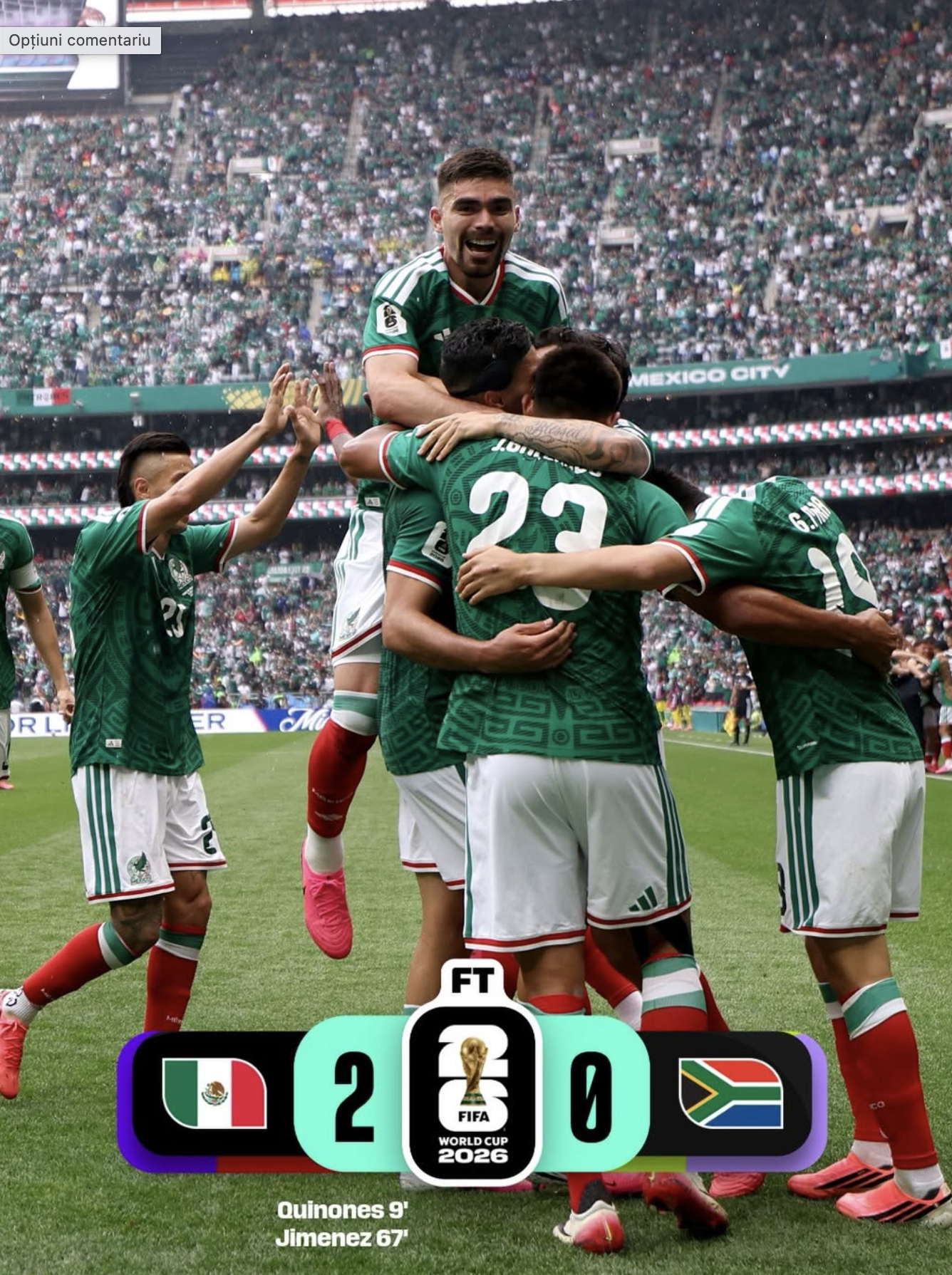 Mexic debutează cu victorie la Cupa Mondială: 2-0 împotriva Africii de Sud