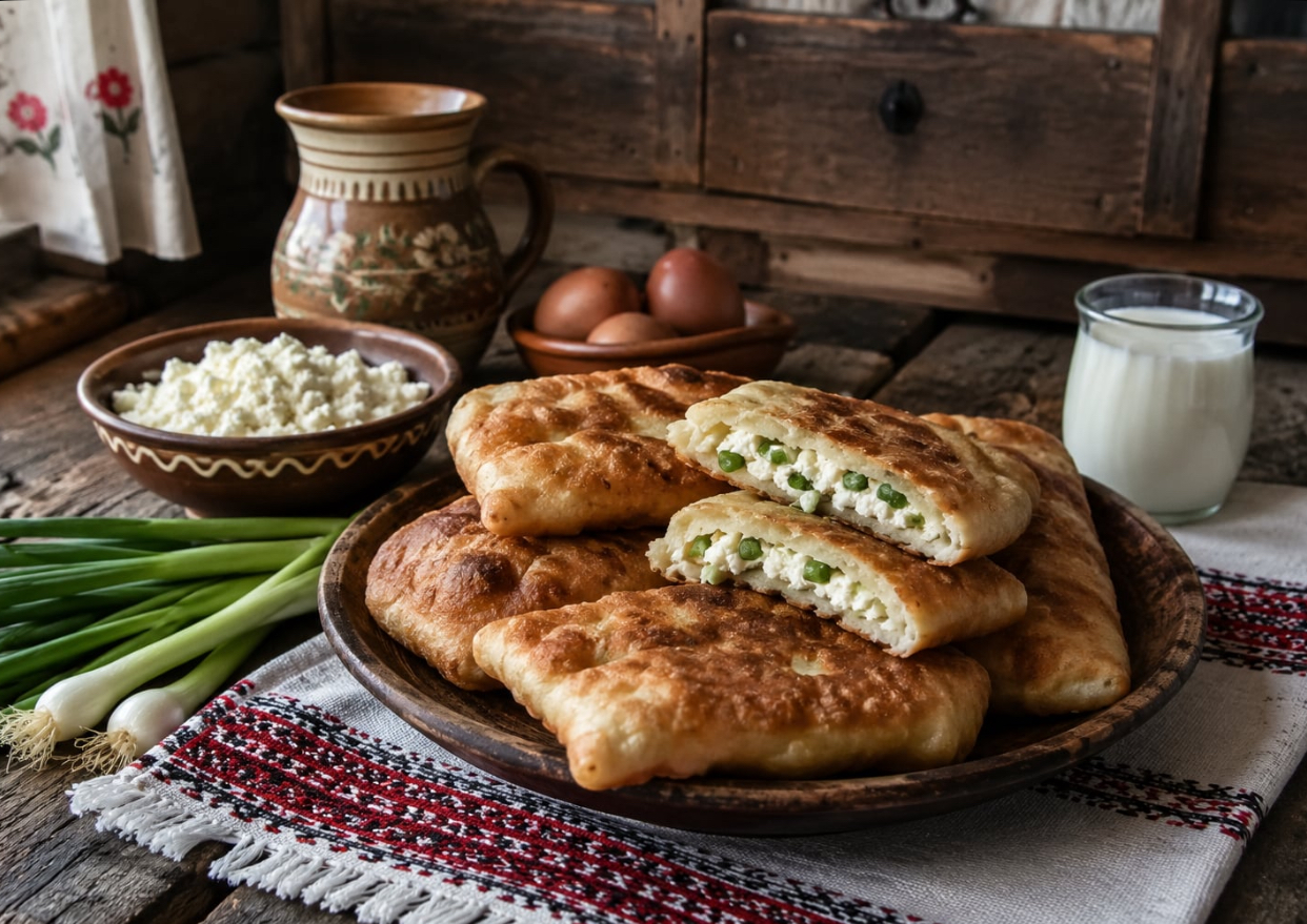 Plăcinte ardelenești cu brânză și ceapă verde. Rețetă din caietul bunicii