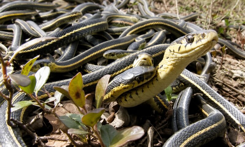 Zeci de mii de șerpi ies simultan din subteran după iarnă. Spectacolul natural are loc anual în Manitoba