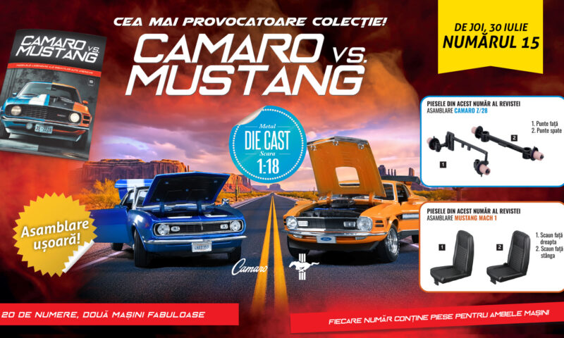 Istoria confruntării dintre legendarele mașini americane Camaro și Mustang continuă în numărul 15 al colecției. De joi, la toate chioșcurile!