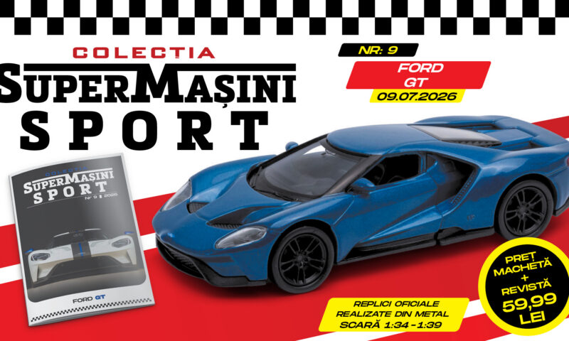 Colecția „SuperMașini Sport” aduce o mașină creată pentru a străluci la Le Mans: Ford GT. Macheta metalică și revista, de joi la chioșcuri