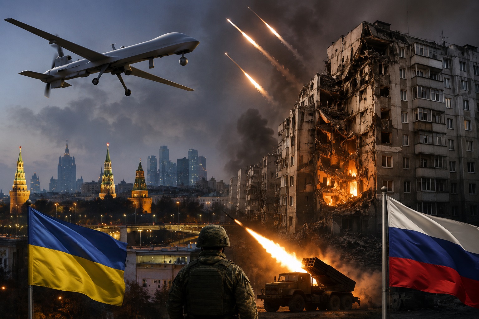 Rusia și Ucraina își intensifică atacurile. Dronele lovesc din nou regiunea Moscovei, iar bombardamentele continuă în estul Ucrainei