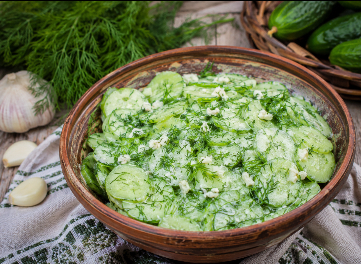 Cea mai gustoasă salată de castraveți cu mărar și usturoi. Rețeta care merge cu orice preparat de vară
