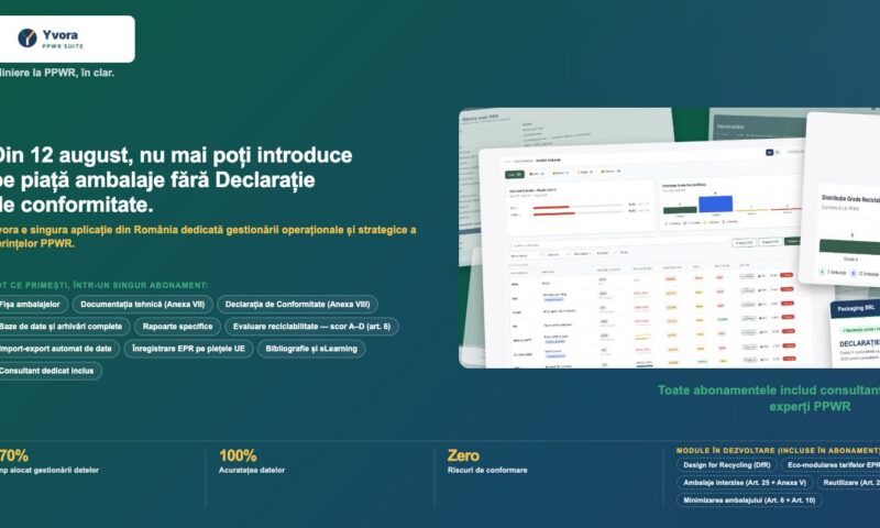 Aplicația YVORA este o soluție rapidă pentru raportările companiilor care introduc produse ambalate pe piața Uniunii Europene
