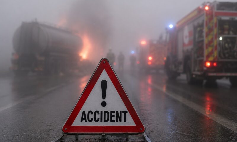 Accident grav pe DN2A, la ieșirea din Hârșova. O autocisternă încărcată cu benzină a luat foc