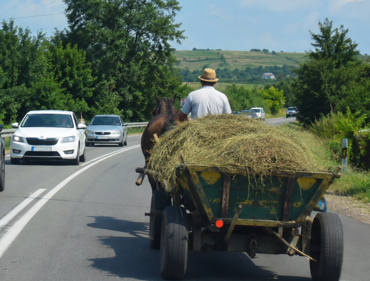 Depășirea unei căruțe pe linia continuă. Ce trebuie să știe șoferii care merg în concediu cu mașina