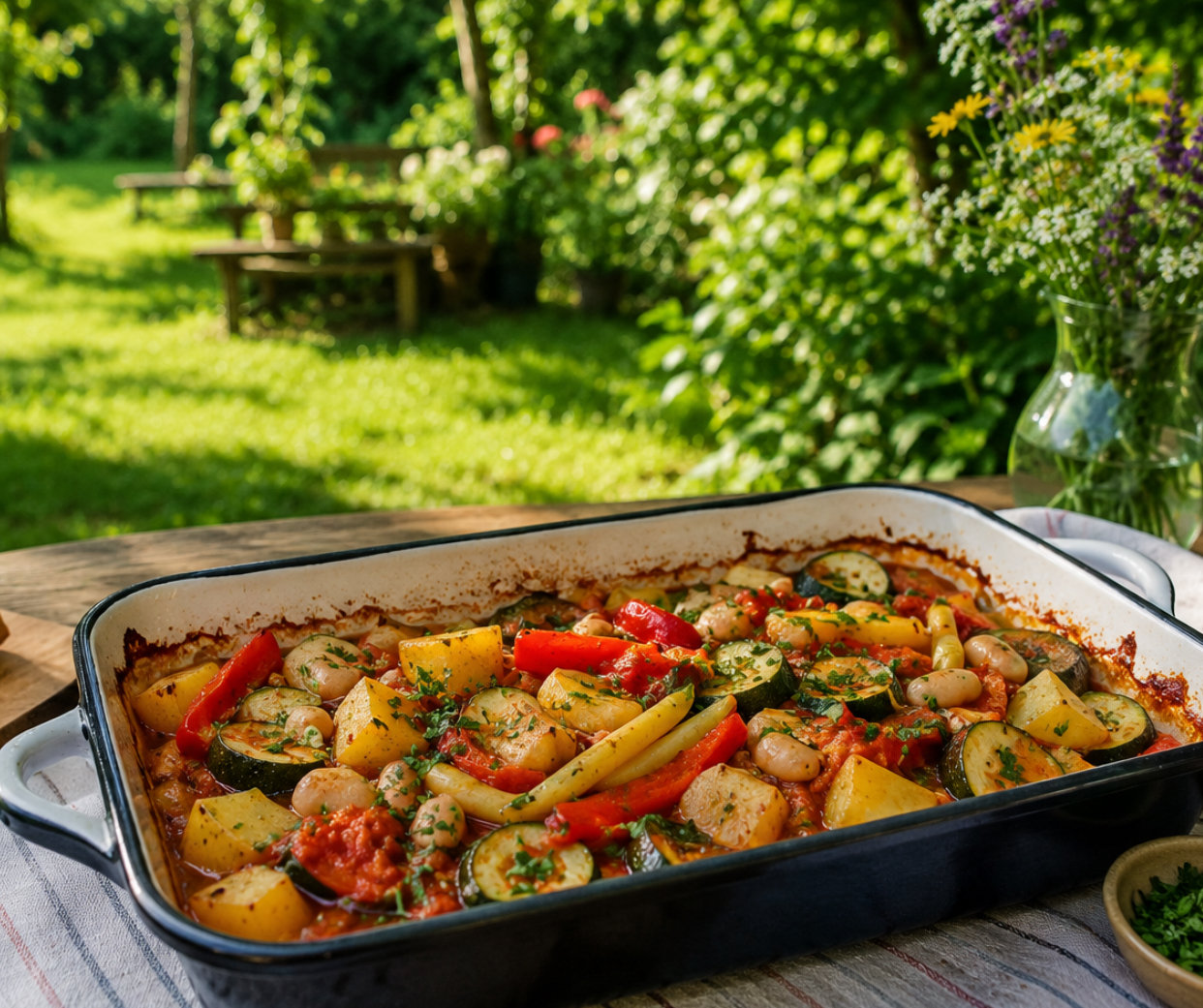 Rețetă de sezon. Ghiveci de legume la cuptor, preparatul care devine și mai bun a doua zi