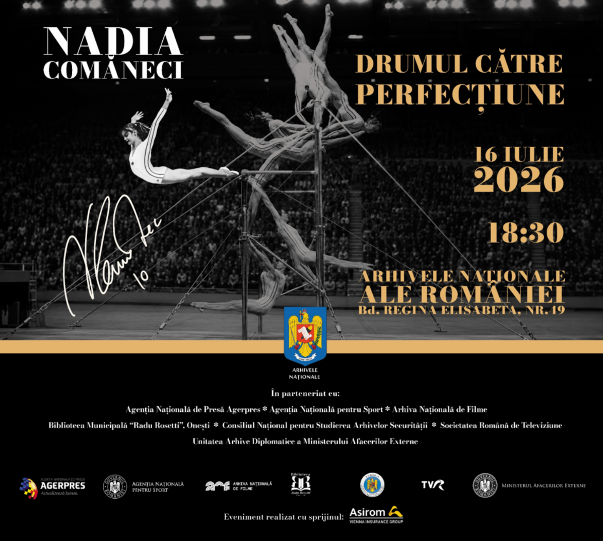 Arhivele Naționale ale României vă invită la vernisajul expoziției „Nadia Comăneci – Drumul către perfecțiune”