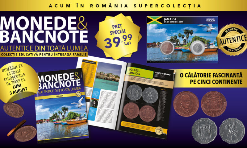 Jamaica este destinația exotică din numărul 23 al Colecției „Monede și Bancnote autentice din toată lumea”. Revista și două monede, de luni, la chioșcuri!