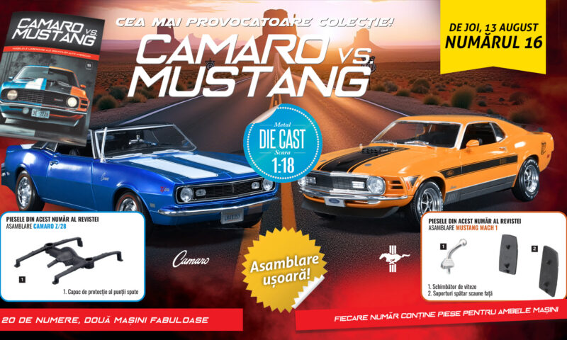 Duelul Camaro vs Mustang se prelungește în numărul 16 al colecției. De joi, la toate chioșcurile de ziare!