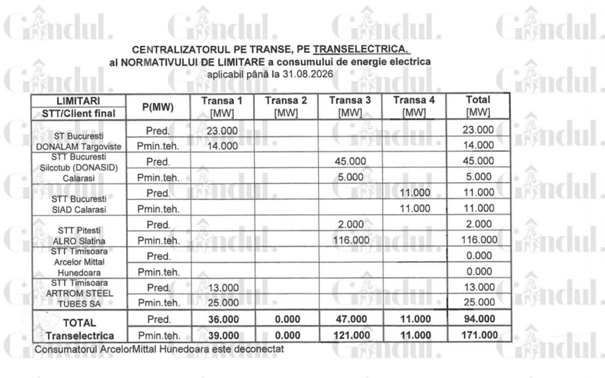 Companii consum energie