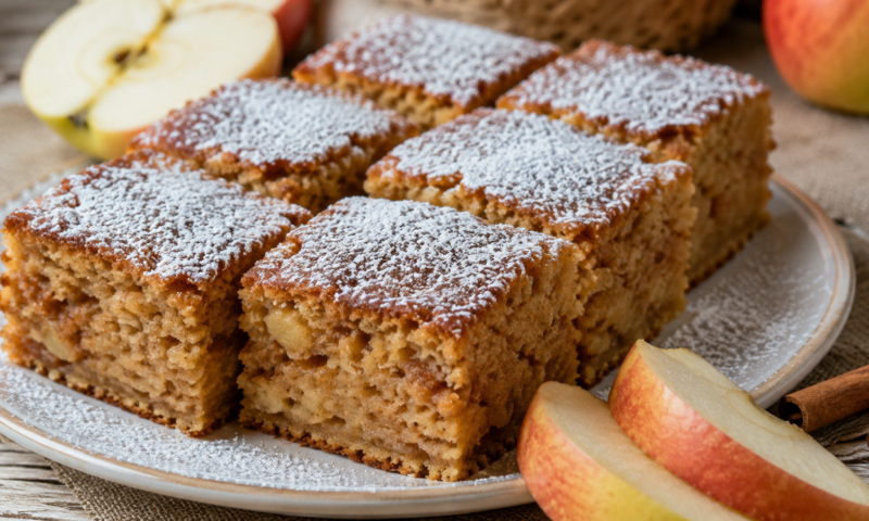 Prăjitură de post cu mere și scorțișoară. Desert fără ingrediente costisitoare
