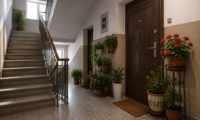 Ghivecele de pe holul blocului, între decor și reguli. Unde apar problemele