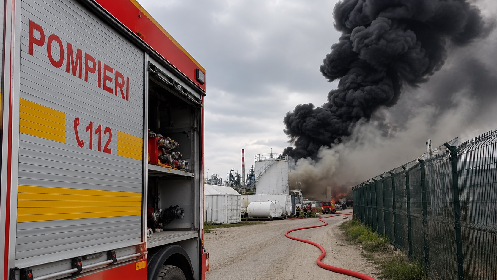 Incendiu lângă rafinăria Lukoil din Ploiești. O hală cu solvenți a luat foc