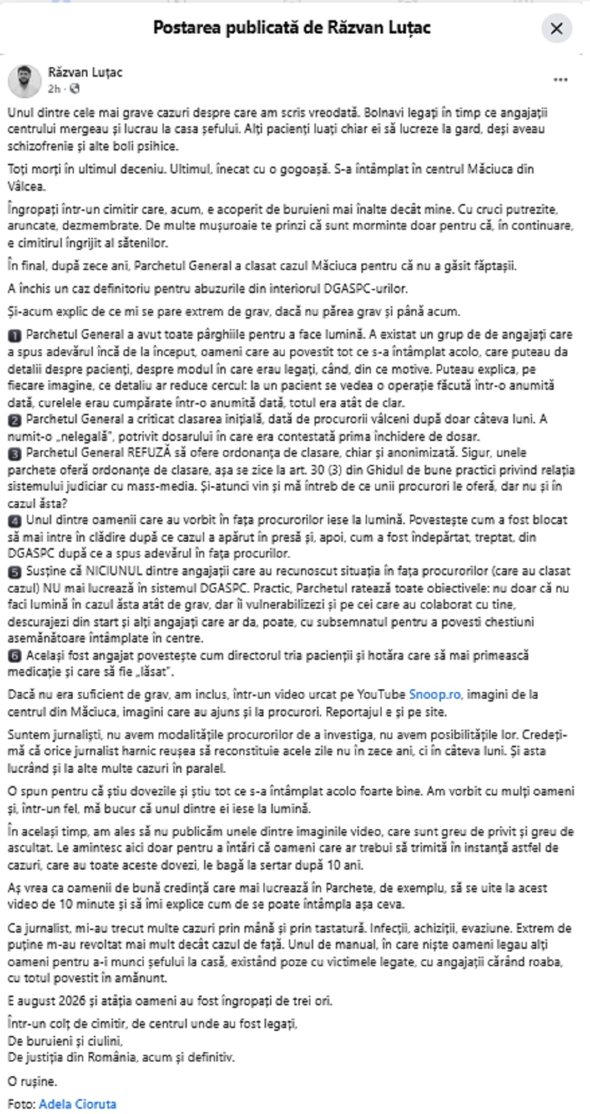 Postare Răzvan Luțac