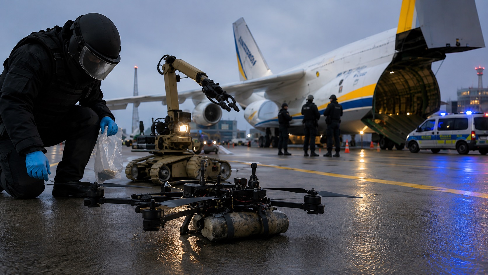 Anchetă de contraterorism după incidentul grav de pe aeroportul Leipzig/Halle. Explozibili de calitate militară, găsiți pe o dronă