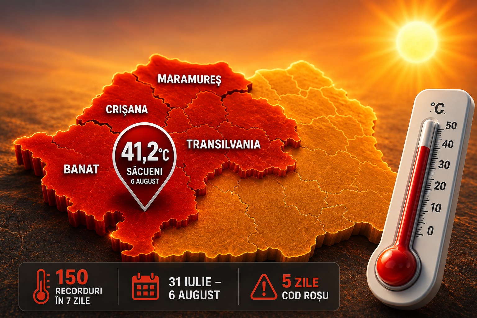 Vestul României, polul de căldură al țării. 150 de recorduri în șapte zile