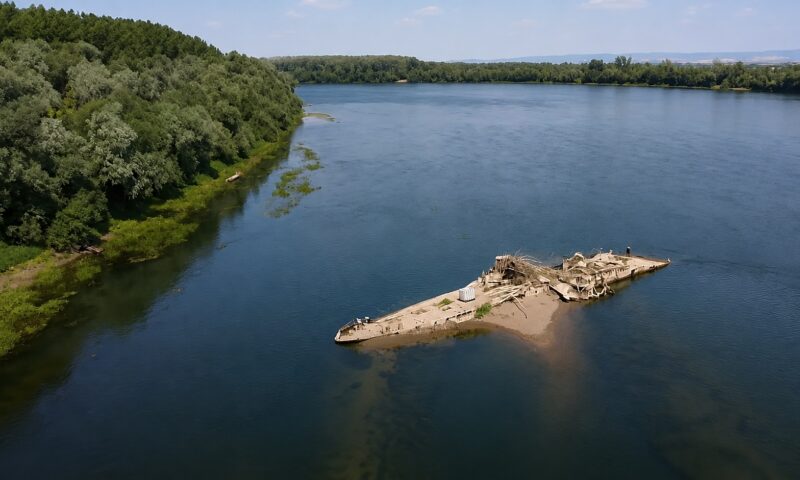 O epavă veche de 81 de ani a ieșit din apele râului Sava. Seceta severă din Europa schimbă peisajul râurilor