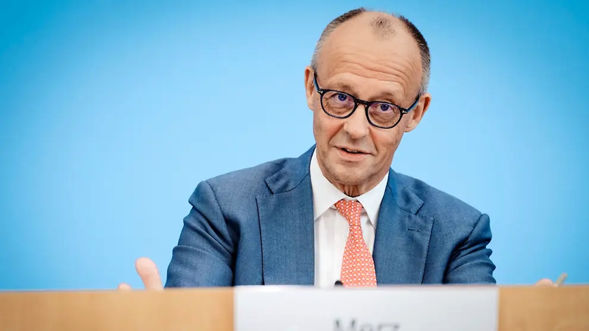 Frederich Mertz, cancelarul Germaniei, răspunzând întrebărilor. sursa: https://www.bundesregierung.de