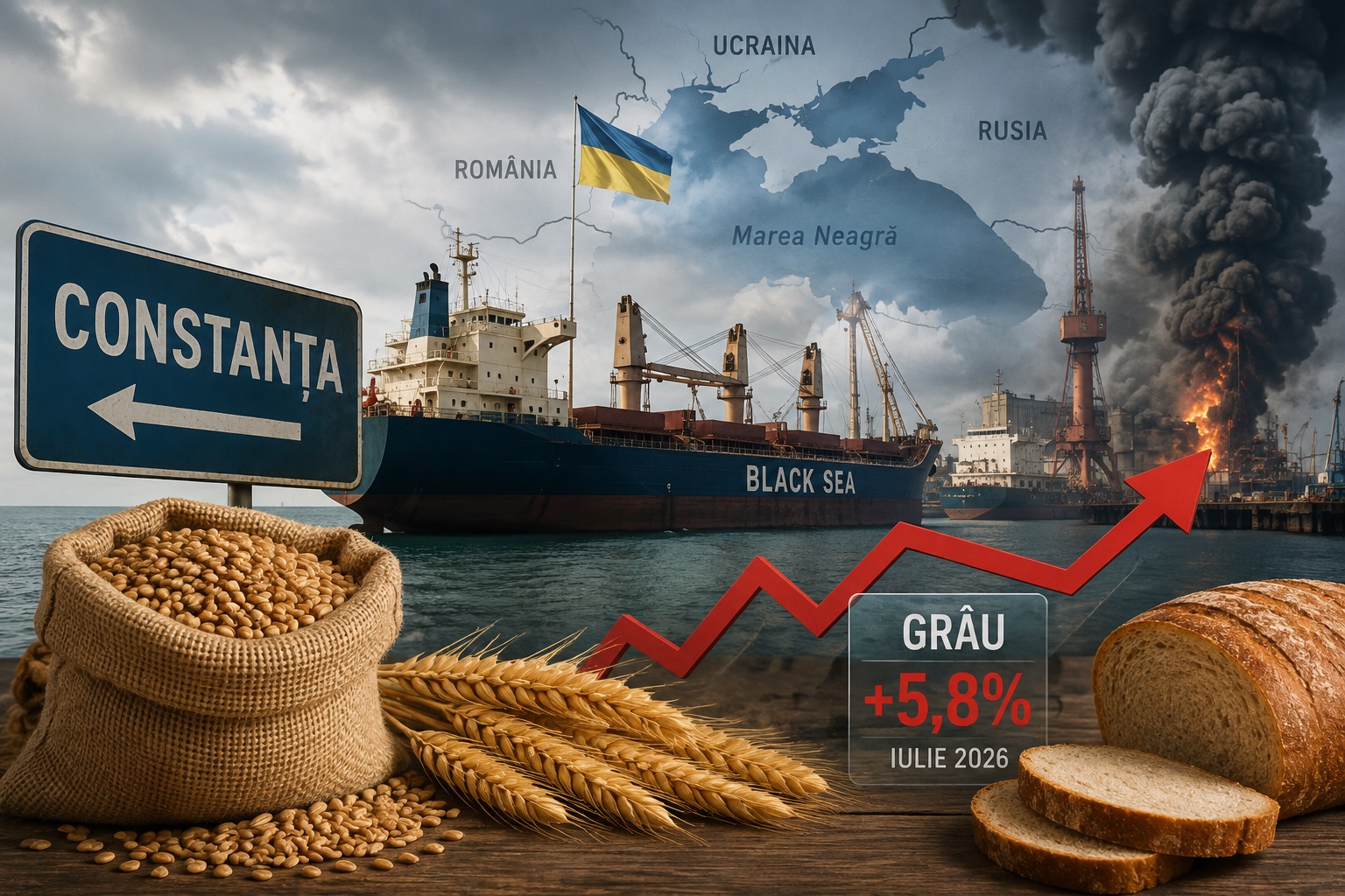 Grâul s-a scumpit cu 5,8% într-o lună. Tensiunile din Marea Neagră pun presiune pe prețuri