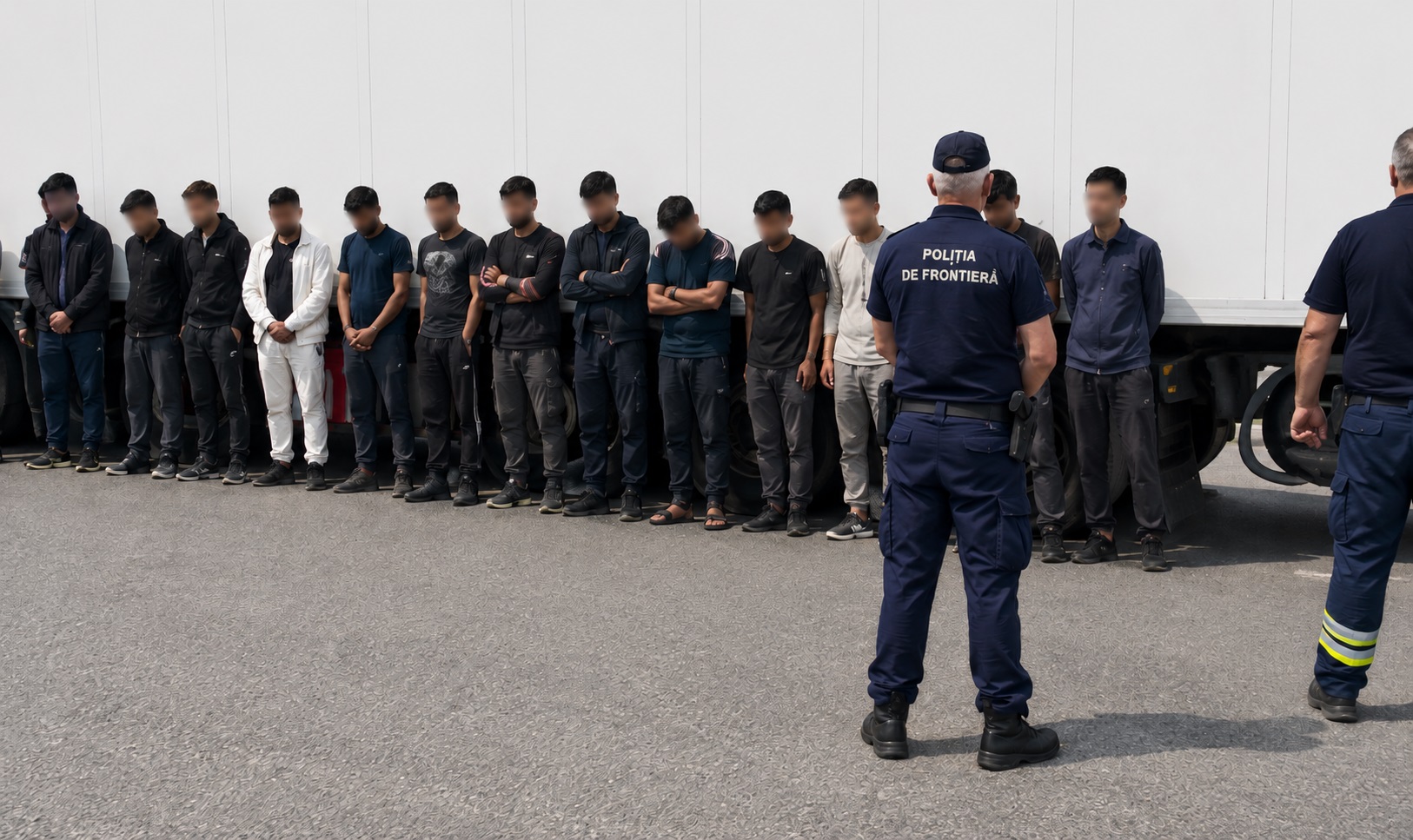 15 migranți iranieni și irakieni, descoperiți ascunși într-un TIR la Calafat. Vehiculul avea sigiliul intact