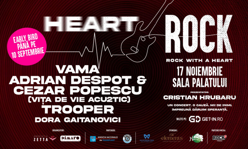 Muzica rock își unește forțele pentru viață: Concertul caritabil „Heart Rock” aduce Vama, Vița de Vie Acou2tic, Trooper și Dora Gaitanovici pe aceeași scenă