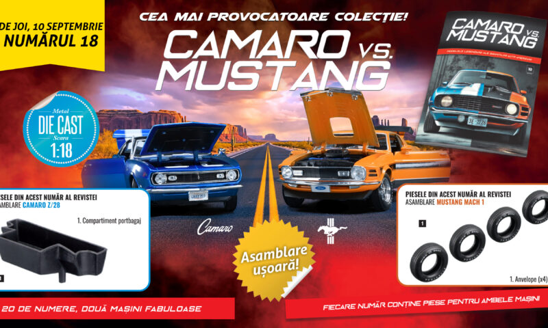 Istoria rivalității Camaro vs Mustang din anii ‘90. De joi, la toate chioșcurile de ziare, revista numărul 18 și piese noi pentru machete