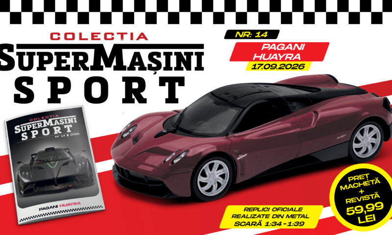Colecția „SuperMașini Sport” aduce un model ultra-exclusivist: Pagani Huayra. Macheta metalică și revista, de joi la chioșcuri!