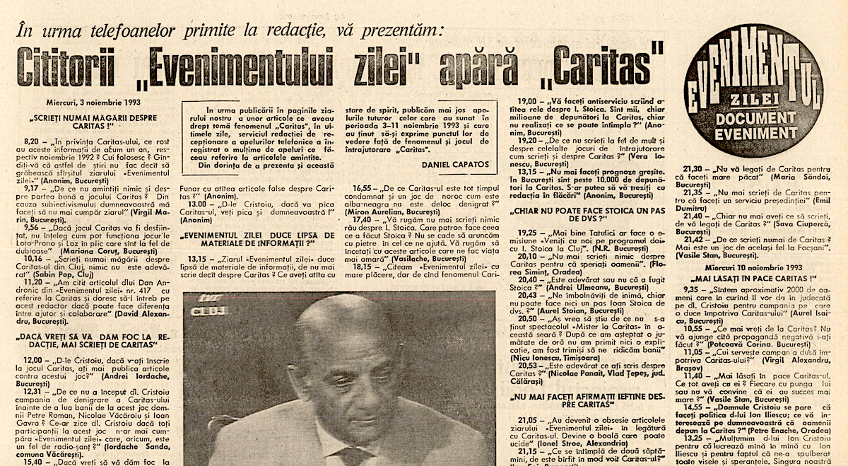 Cititorii EVZ apărau Caritas