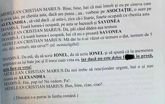 Dialog între Cristina Guseth si procurorul Ardelean. Document din dosarul procurorilor SIIJ