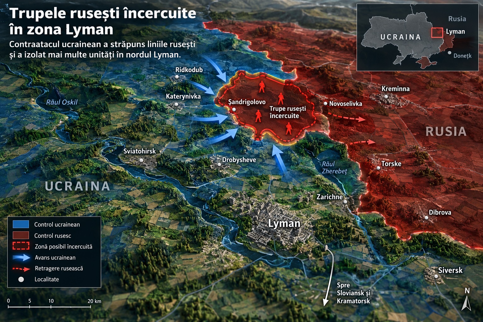 Rușii, încercuiți în Donbas. Contraatacul ucrainean schimbă situația pe front