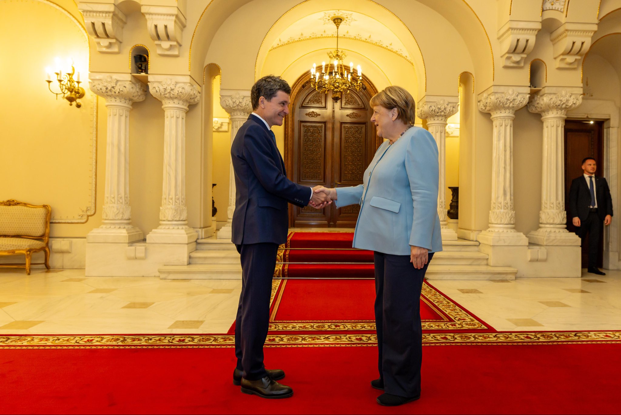 Angela Merkel, primită de Nicușor Dan la Cotroceni. Ce au discutat cei doi