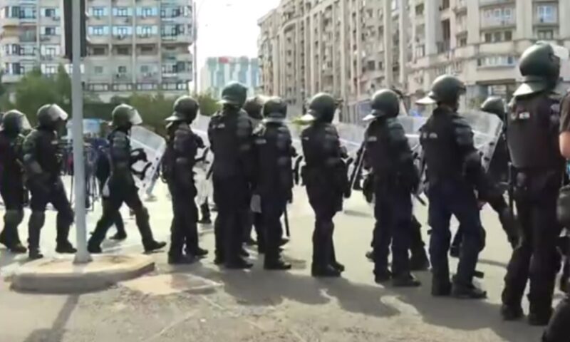 Doi bărbați, luați de jandarmi din Piața Victoriei. Protestul împotriva extremismului este pașnic