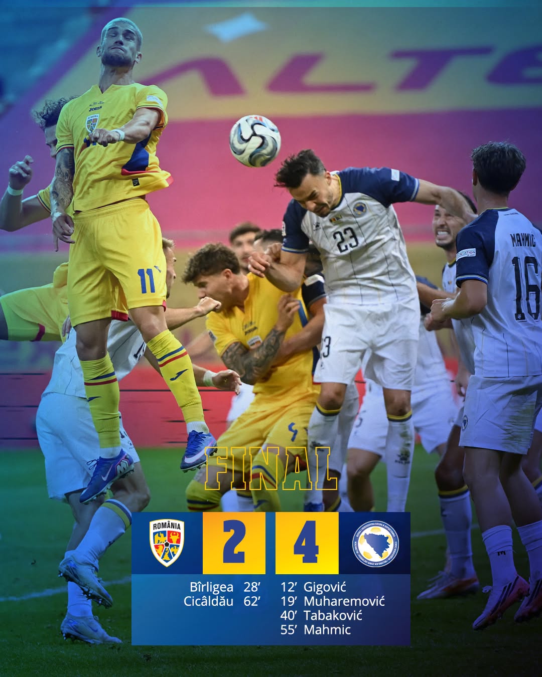 România - Bosnia în Liga Națiunilor, 2-4. Probleme uriașe la echipa națională, oaspeții au marcat când au vrut