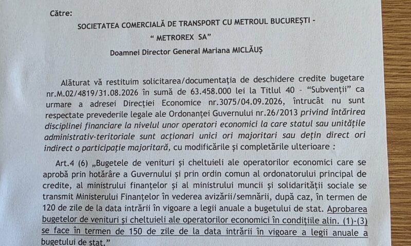 Alertă maximă la Metrorex. Ministerul Transporturilor a blocat subvenția. Peste 5.000 de angajați riscă să rămână fără salarii