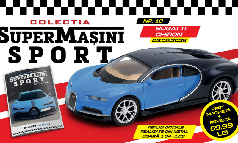 Bugatti Chiron, un model al superlativelor, în Colecția „SuperMașini Sport”. Macheta metalică și revista, de joi la chioșcuri!
