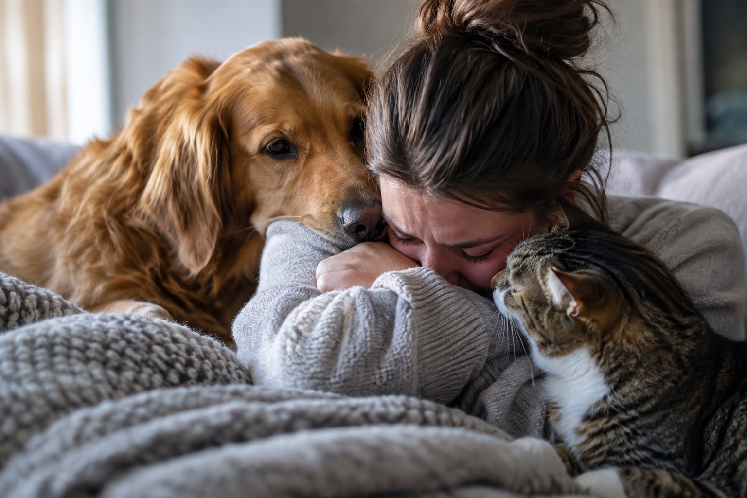 De ce nu ne lasă singuri când suntem triști animalele de companie