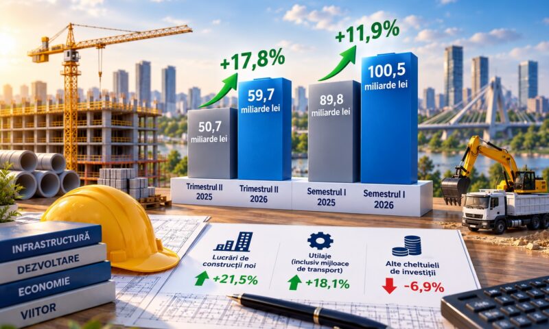 Investițiile din România au crescut cu 17,8% în trimestrul II 2026. Construcțiile și utilajele au susținut avansul
