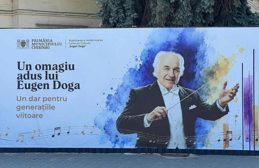 Gafă pe bannerele Primăriei Chișinău. Compozitorul Eugen Doga, ilustrat cu șase degete la o mână