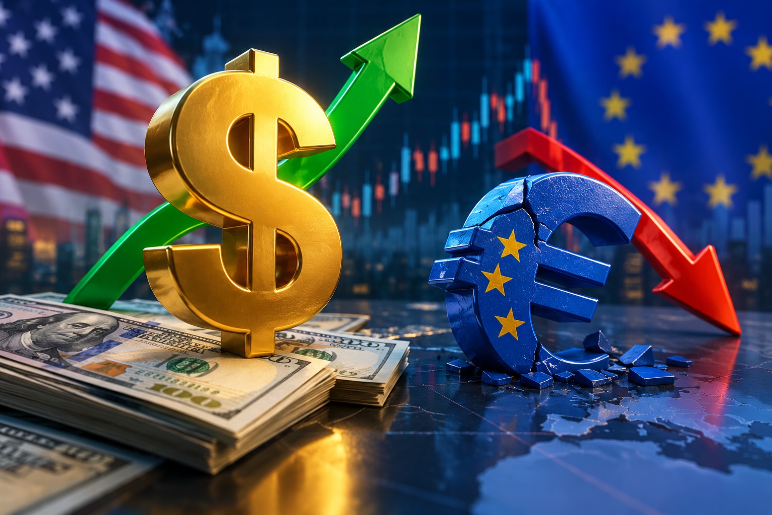 Euro scade puternic în fața dolarului. Ce se întâmplă cu leul