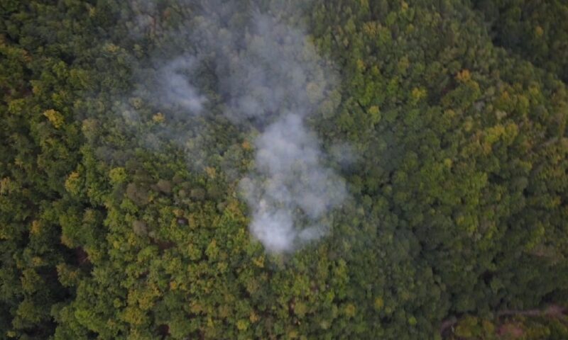 Incendiu puternic la Băile Olănești. Flăcările s-au extins pe 22 de hectare