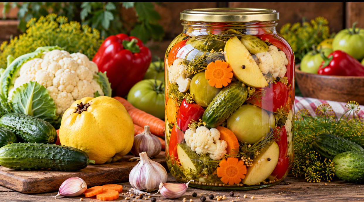 Murături asortate pentru iarnă, după o rețetă mai puțin obișnuită. Ingredientul care le dă un gust aparte