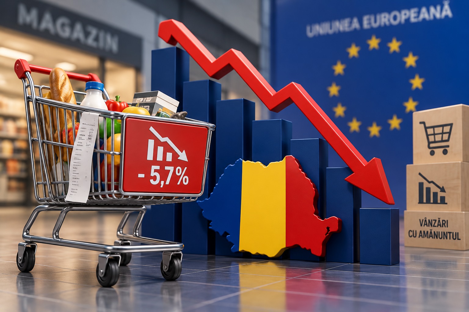 România, cea mai mare scădere a vânzărilor cu amănuntul din UE. Comerțul european a crescut în iulie 2026