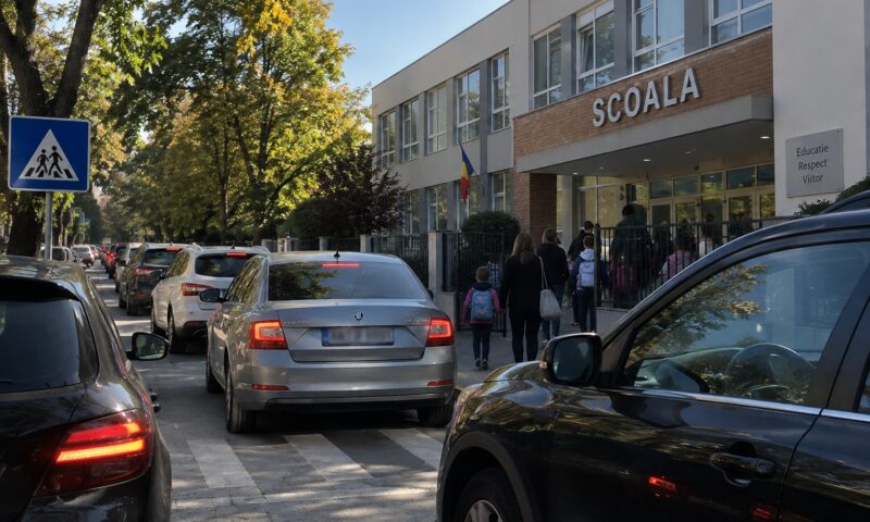 Amenzile care te pândesc în fața școlii. Toate reglementările pentru părinții care își duc copiii cu mașina