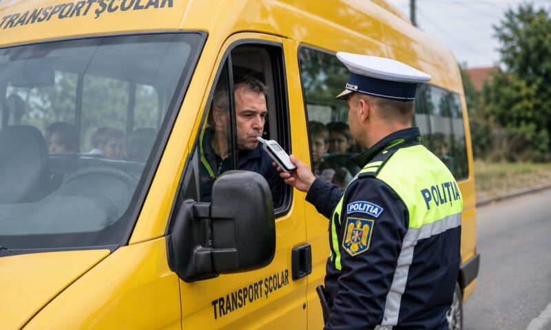 Șofer, prins cu alcool în timp ce transporta elevi. A rămas 90 de zile fără permis