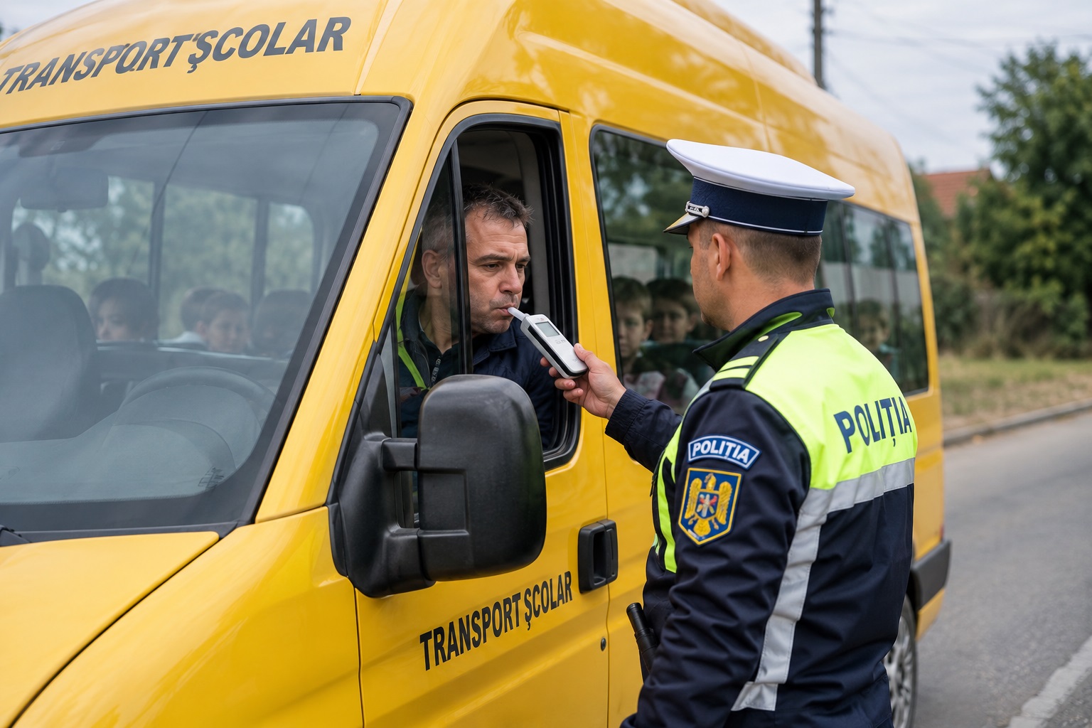 Șofer, prins cu alcool în timp ce transporta elevi. A rămas 90 de zile fără permis