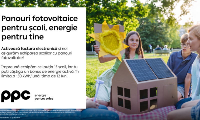 Cum activarea facturii electronice susține educația și poate reduce factura clienților PPC Energie. Panouri fotovoltaice pentru școli, energie pentru tine