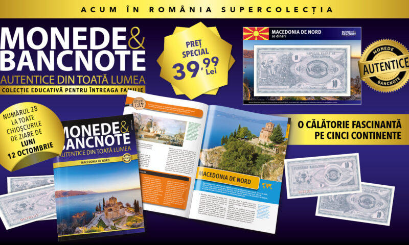 Macedonia de Nord este următoarea țară prezentată în Colecția „Monede și Bancnote autentice din toată lumea”. Revista și o bancnotă, de luni, la chioșcuri!